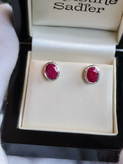 Designer Ruby July Birthstone Earrings
