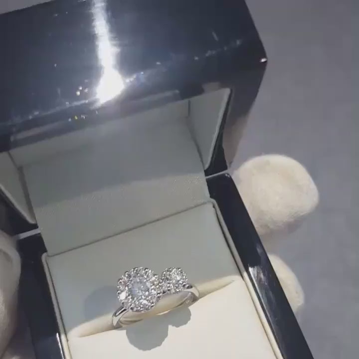 unique one of a kind halo diamond engagement ring with two circles representing stepping stones - Christine Sadler