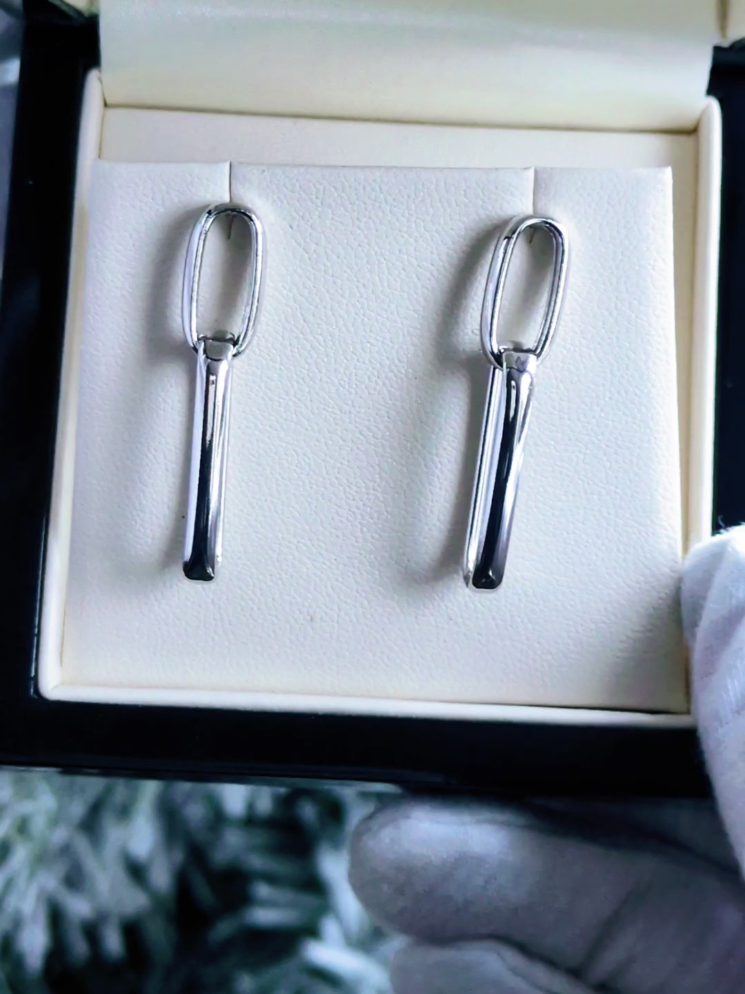 Paper Link Silver Drop Earrings