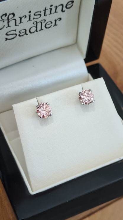 Platinum Pink Lab Diamond Earrings