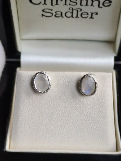 Designer Rainbow Moonstone June Birthstone Earrings