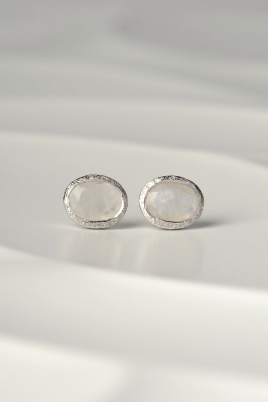 rainbow moonstone silver designer birthstone earrings