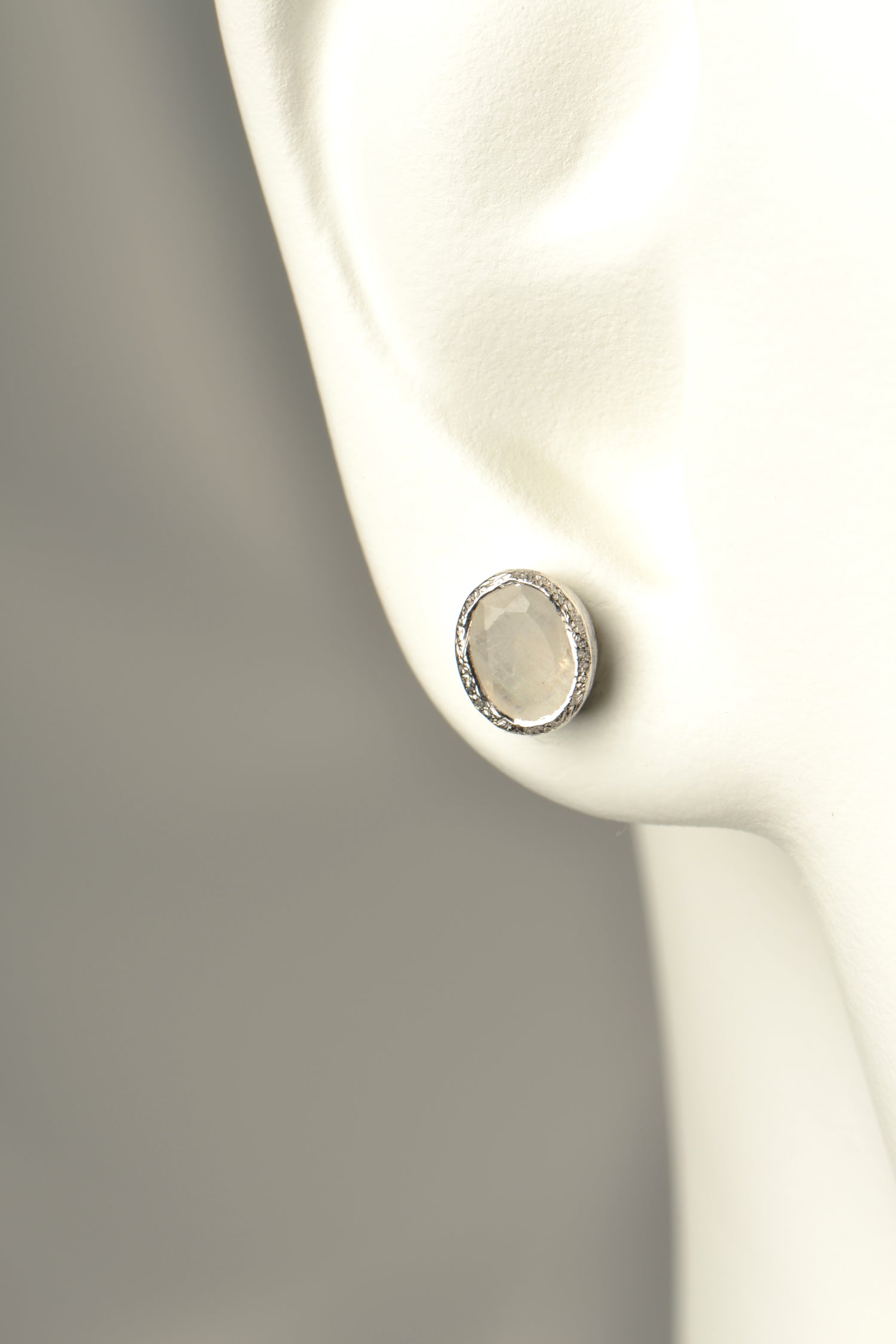 affordable designer silver birthstone earrings for June, Rainbow Moonstones