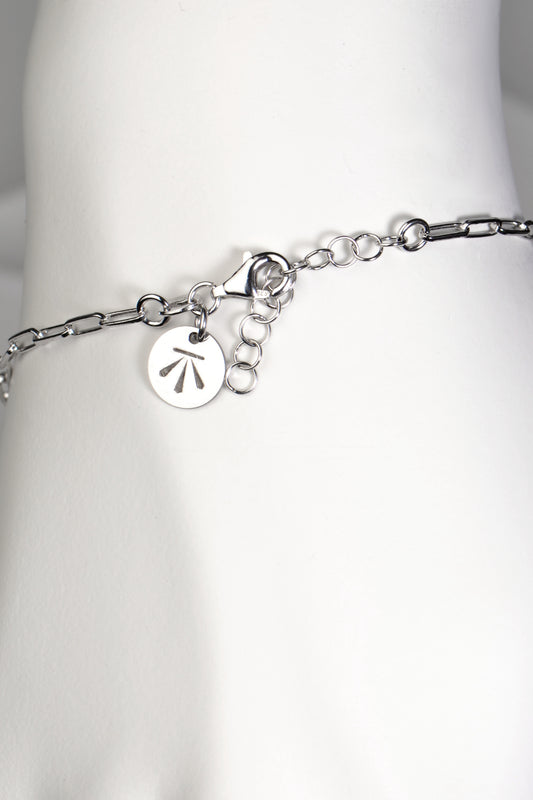 modern affordable silver designer bracelet made of paper link chain from jeweller Christine Sadler