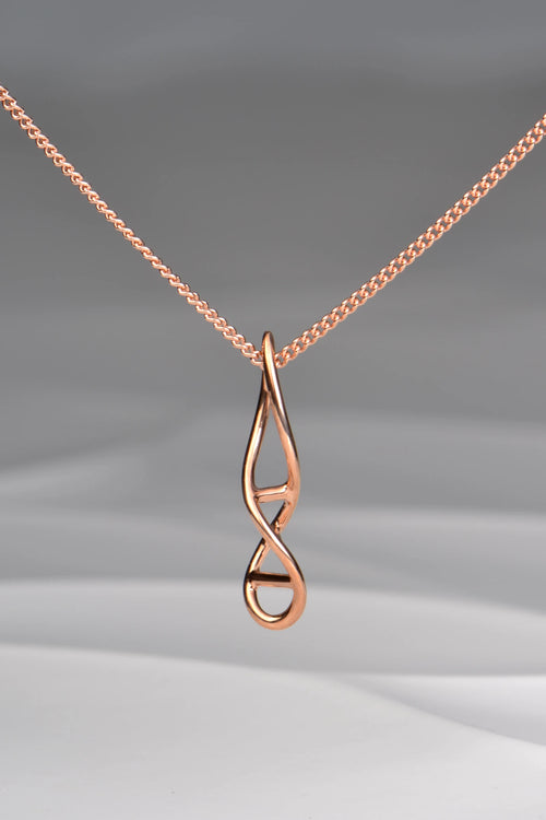 handcrafted 9ct rose gold DNA twist necklace from jewellery designer Christine Sadler