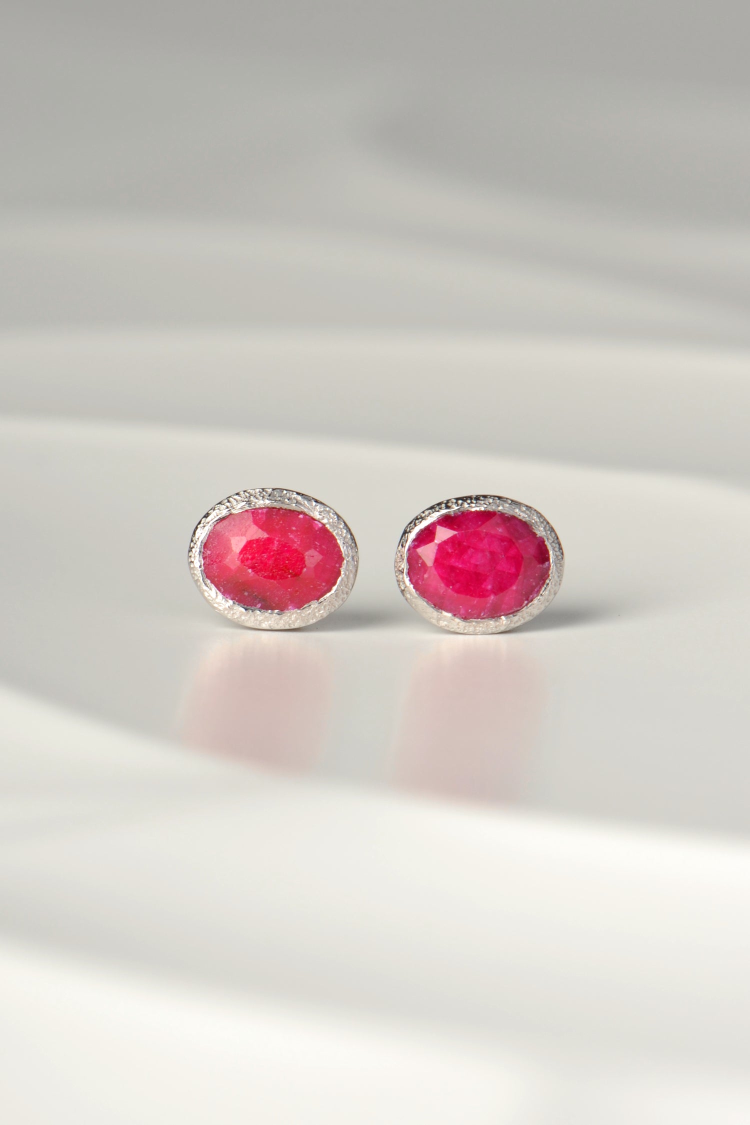affordable ruby designer birthstone earrings handmade in silver