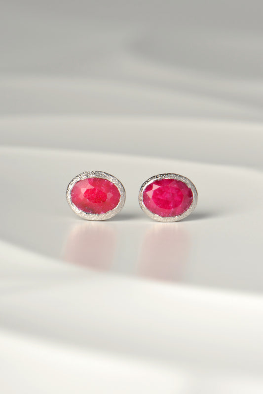 affordable ruby designer birthstone earrings handmade in silver