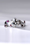 2 carat round brilliant cut diamond solitaire engagement ring in 950 platinum with ruby accents - Christine Sadler