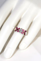 modern scottish tartan ring in platinum with rubies and diamonds by scottish jewellery designer Christine Sadler