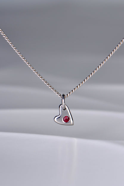 From The Heart White Gold Ruby Heart Necklace