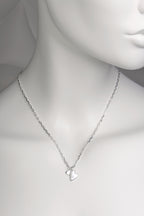 delicate real silver designer diamond necklace with a modern combination of brushed and polished finishes - Christine Sadler