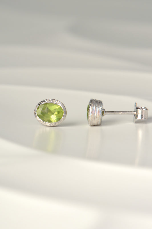 designer oval Peridot silver earrings that are real and affordable