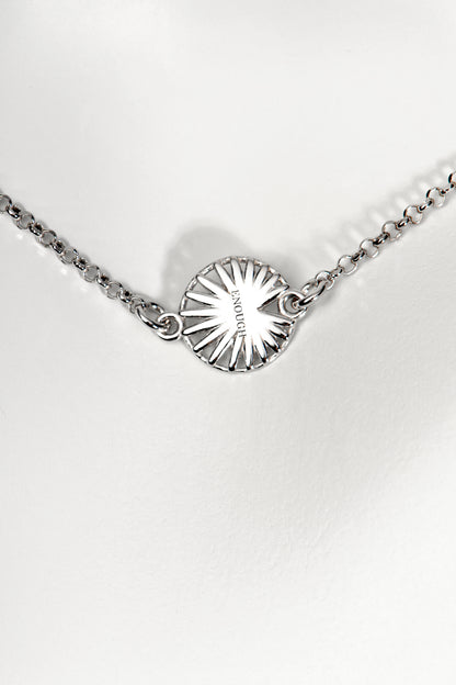 sterling silver talisman necklace wheel design engraved with the word ENOUGH - Christine Sadler