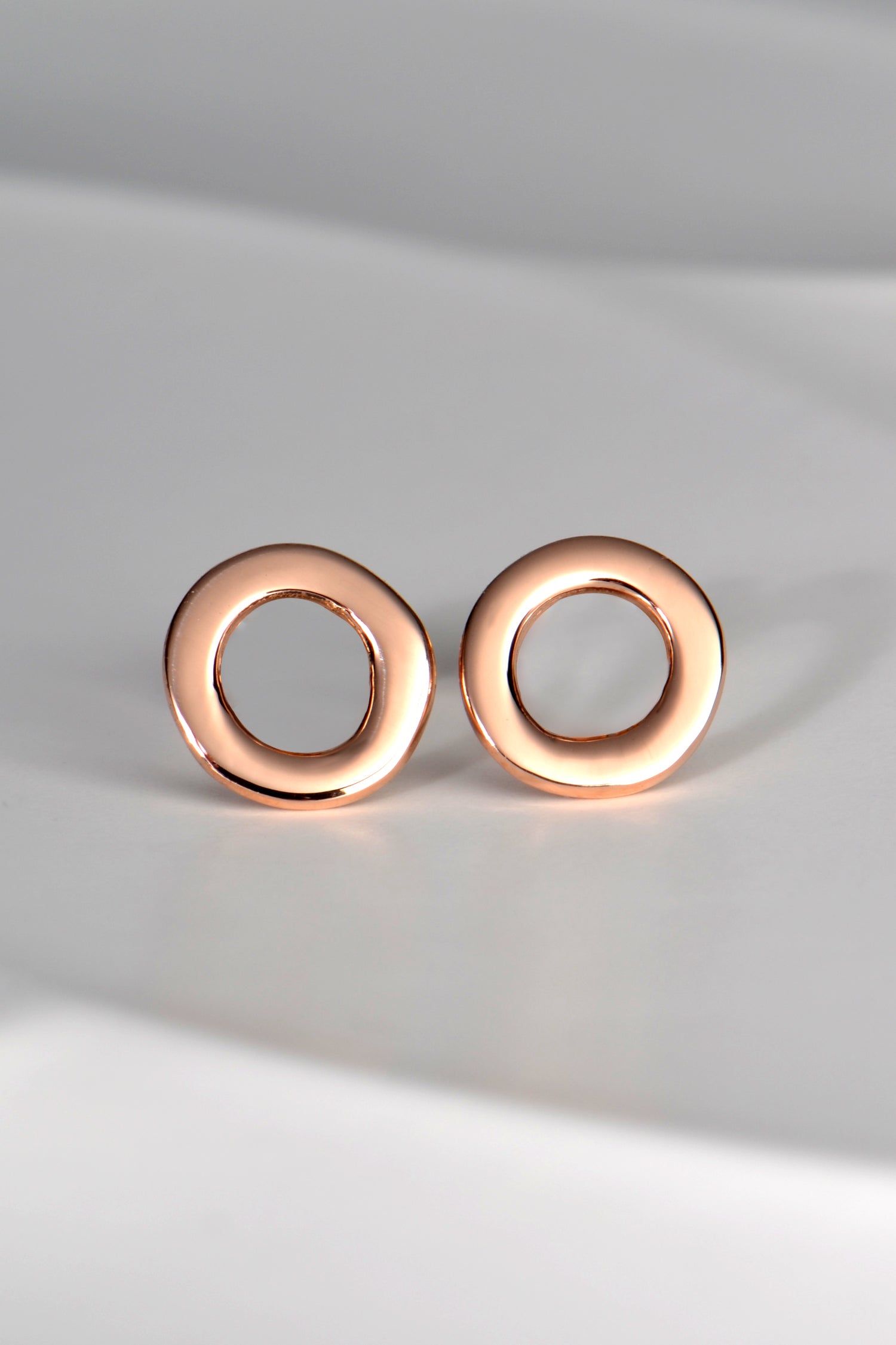 Small Rounded Curios Designer 9ct Rose Gold Round Circular Stud Earrings – Christine Sadler ...