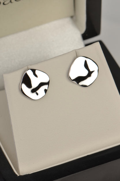 Designer Silver Small Stud Aqua Earrings