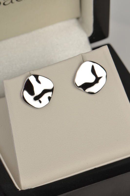 Designer Silver Small Stud Aqua Earrings