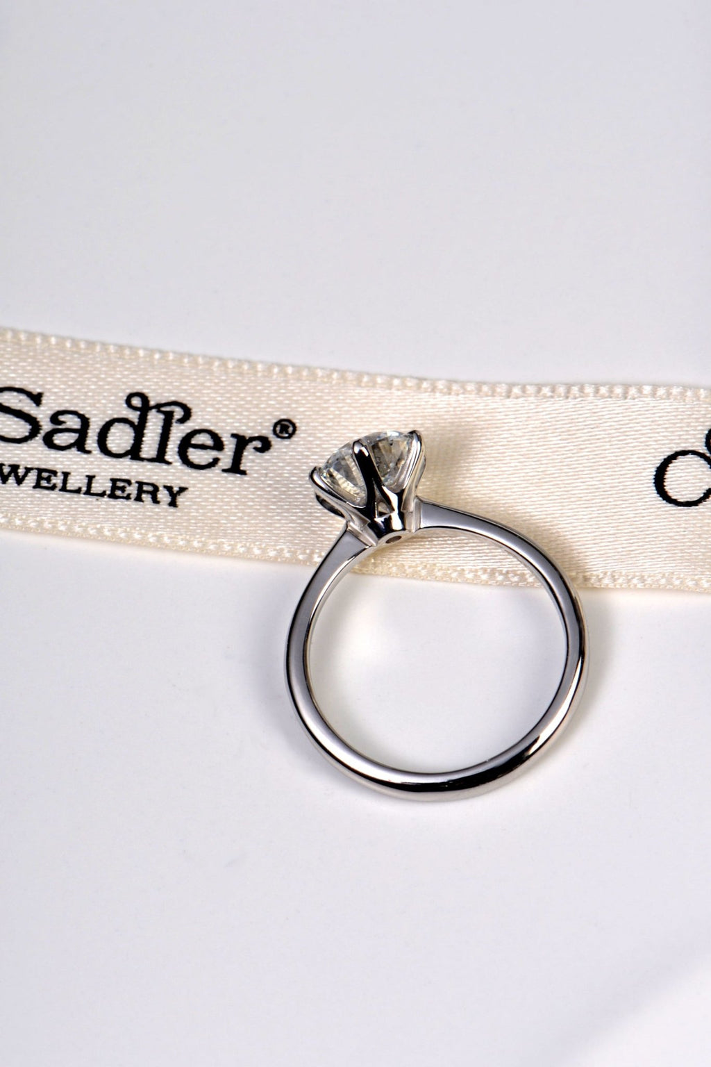 six claw platinum single stone lab grown diamond ring