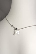 detail of clasp and branded logo detail at the back of the Soulmates silver circle necklace - Christine Sadler
