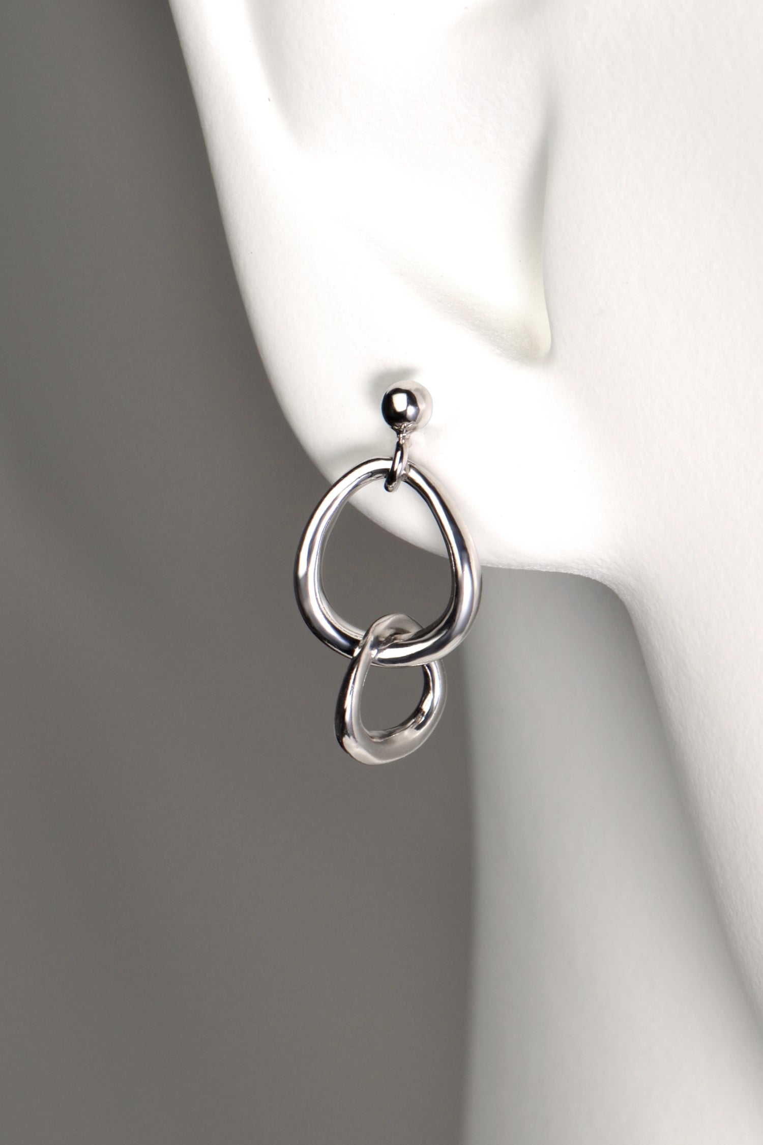 silver interlocking circle drop earrings from Christine Sadler's soulmates collection of jewellery