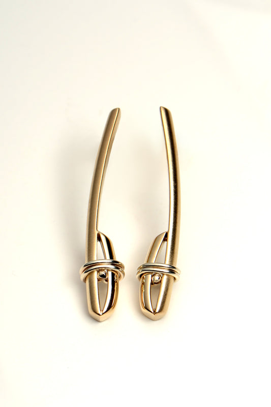 romantic long drop yellow gold earrings