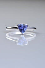 sailing stones trillion cut tanzanite and diamond designer ring.  A modern gemstone ring without diamonds.