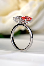 Three-quarter angle of a platinum Moi et Toi diamond ring displaying elevated gemstone settings sitting above the band for a seamless snuggle fit, by Christine Sadler