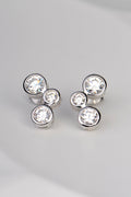 Silver Lab Grown Three Stone Earrings - Earrings The Best Lab Grown Jewellery Designs