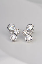 Silver Lab Grown Three Stone Earrings - Earrings The Best Lab Grown Jewellery Designs