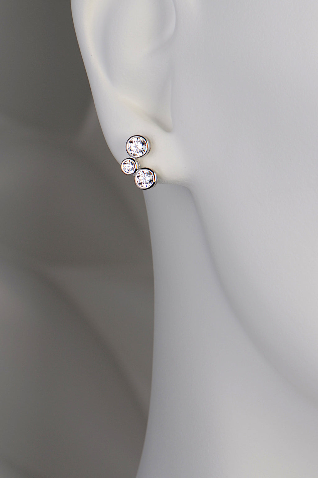 Silver Lab Grown Three Stone Earrings - Earrings The Best Lab Grown Jewellery Designs