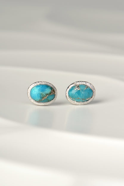 designer silver and turquoise birthstone earrings