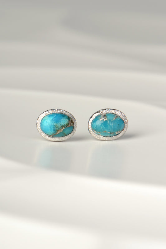 designer silver and turquoise birthstone earrings