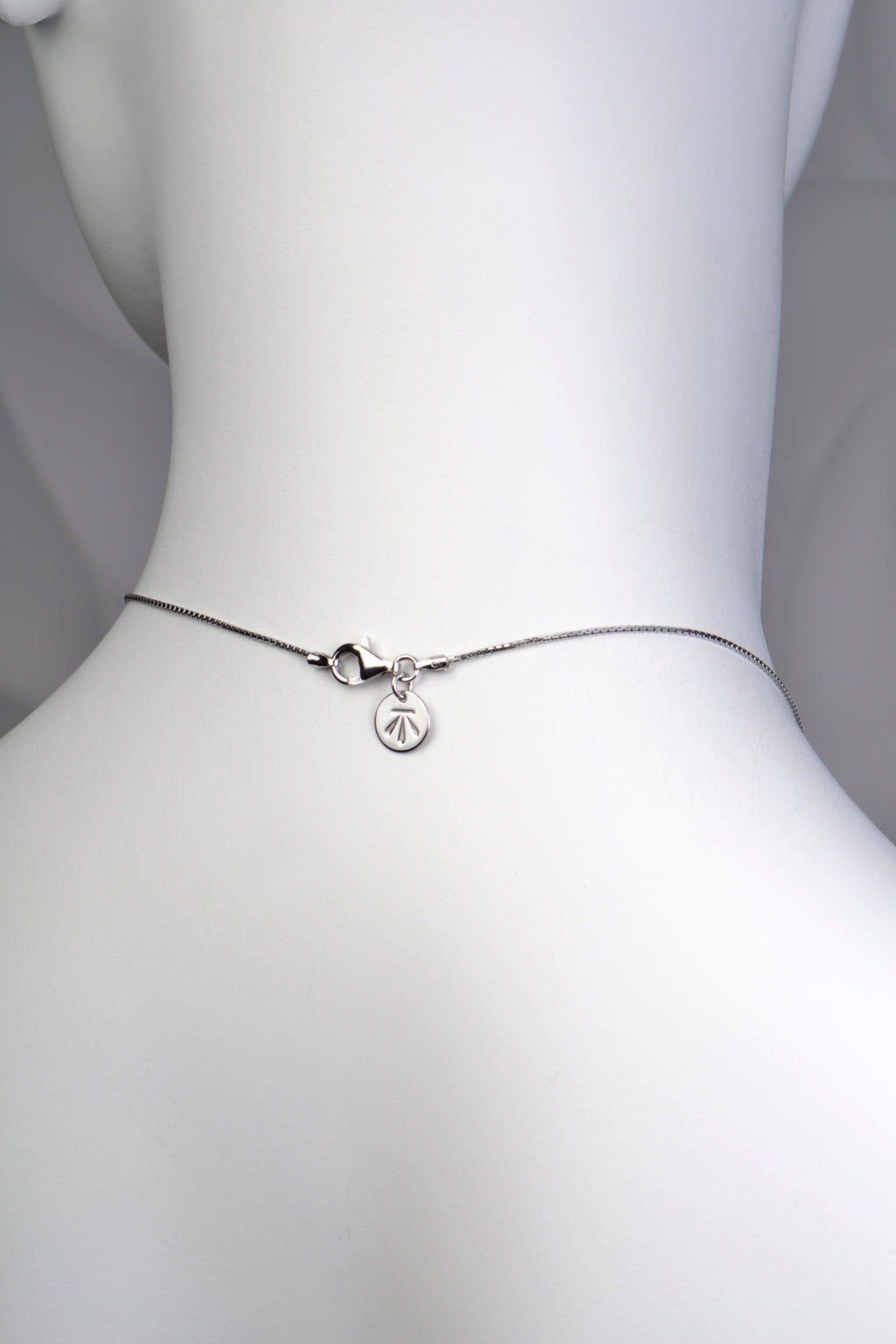 Christine Sadler benchmark logo on the back of the silver chain