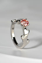 Very special pink lab diamond ring which has the colour of rose wine. Made in platinum, this lab diamond ring is exclusively available from jewellery designer Christine Sadler