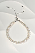 real pearl bracelet with an adjustable silver slider clasp