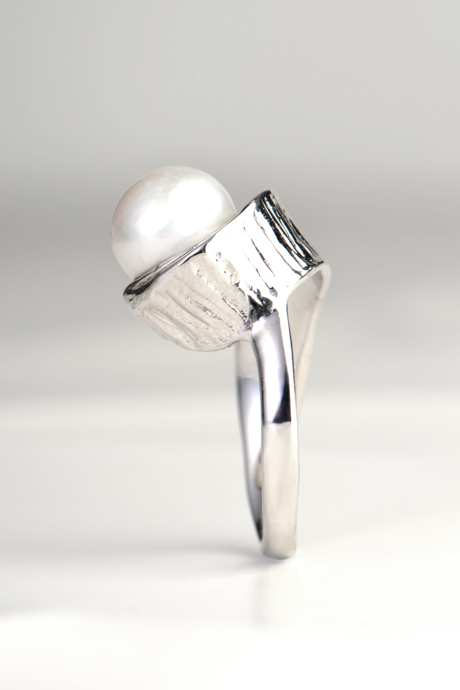 like a miniature piece of sculpture, this pearl and silver statement ring is a work of art by jewellery designer Jorge Revilla