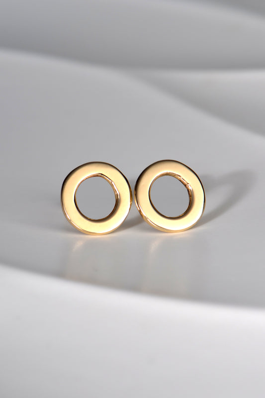 organic round gold stud earrings