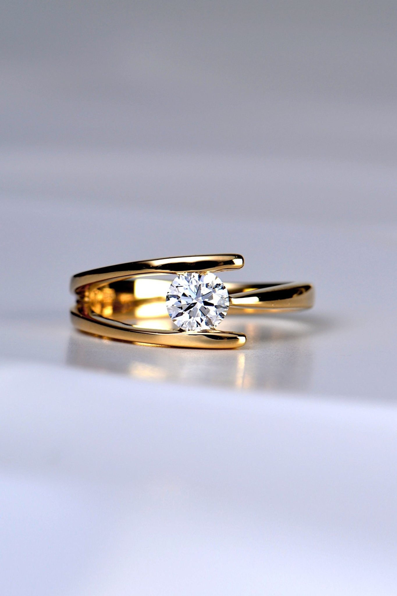 Modern 18ct Yellow Gold Diamond Ring - Rings Christine Sadler Unforgettable Jewellery