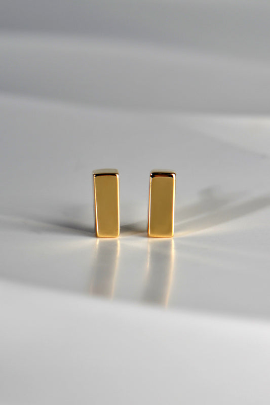 Petite Rectangular Yellow Gold Designer Earrings