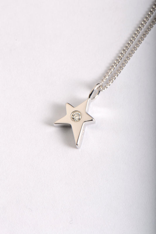 Falling Star 9ct white gold diamond pendant - Unforgettable Jewellery