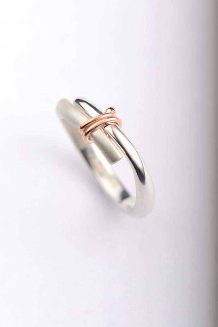 Stay Together silver ring with 9ct rose gold