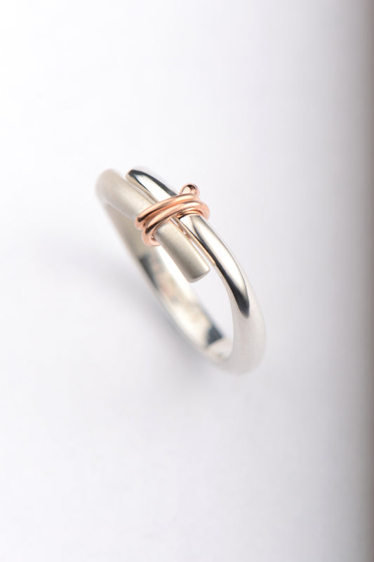 Stay Together silver ring with 9ct rose gold
