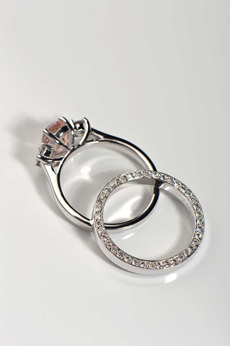 Oval morganite and diamond ring