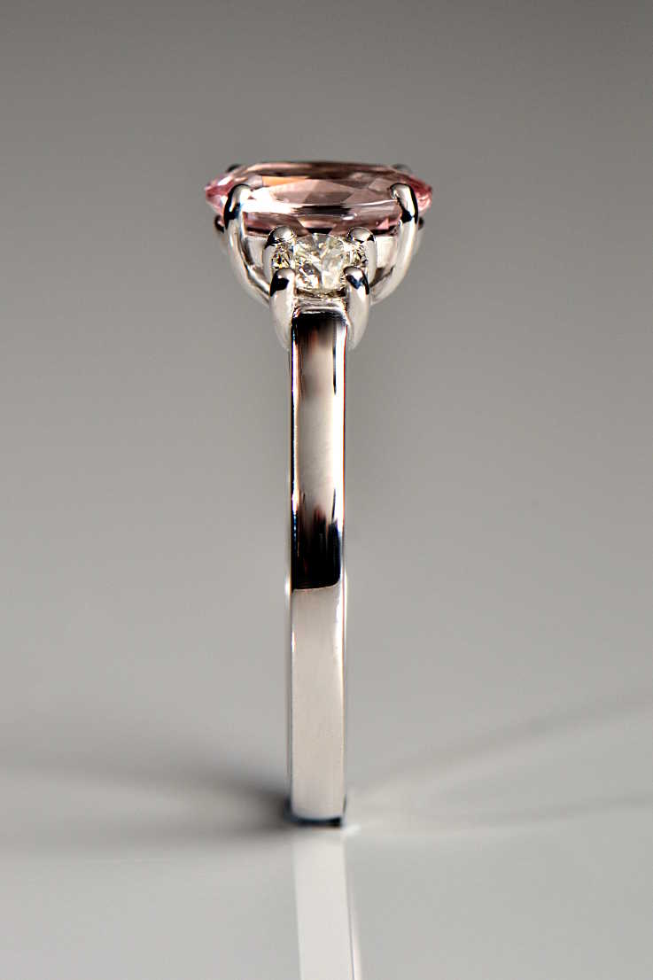 Oval morganite and diamond ring