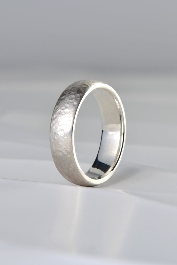 textured silver wedding ring made in the UK - Christine Sadler