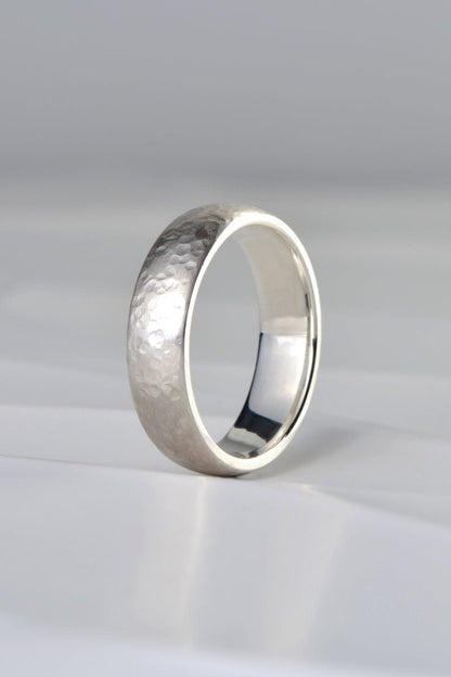 textured silver wedding ring made in the UK - Christine Sadler