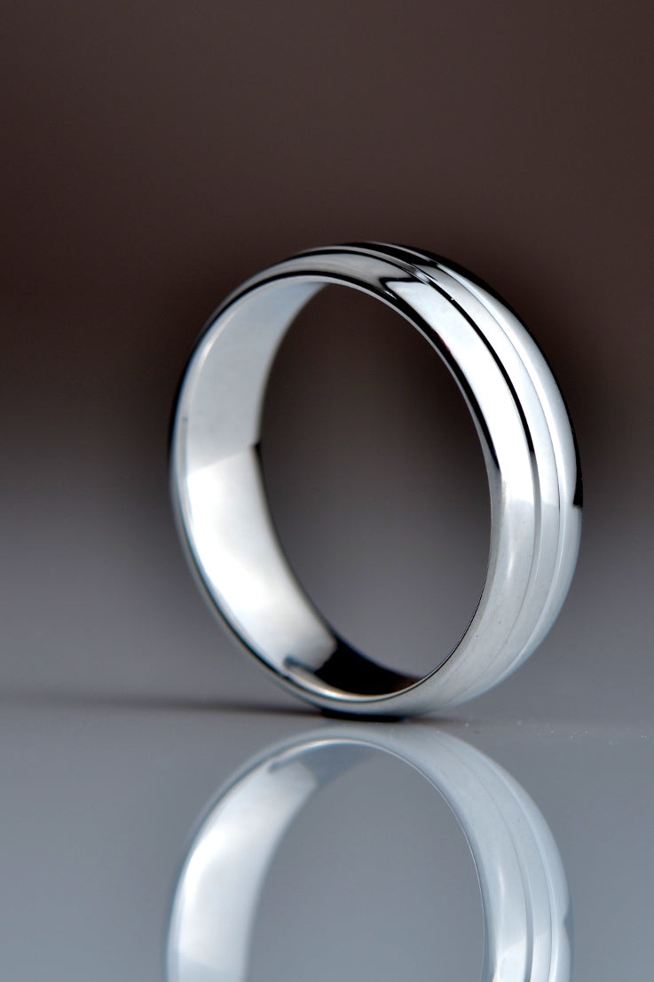 british made platinum wedding ring with modern design