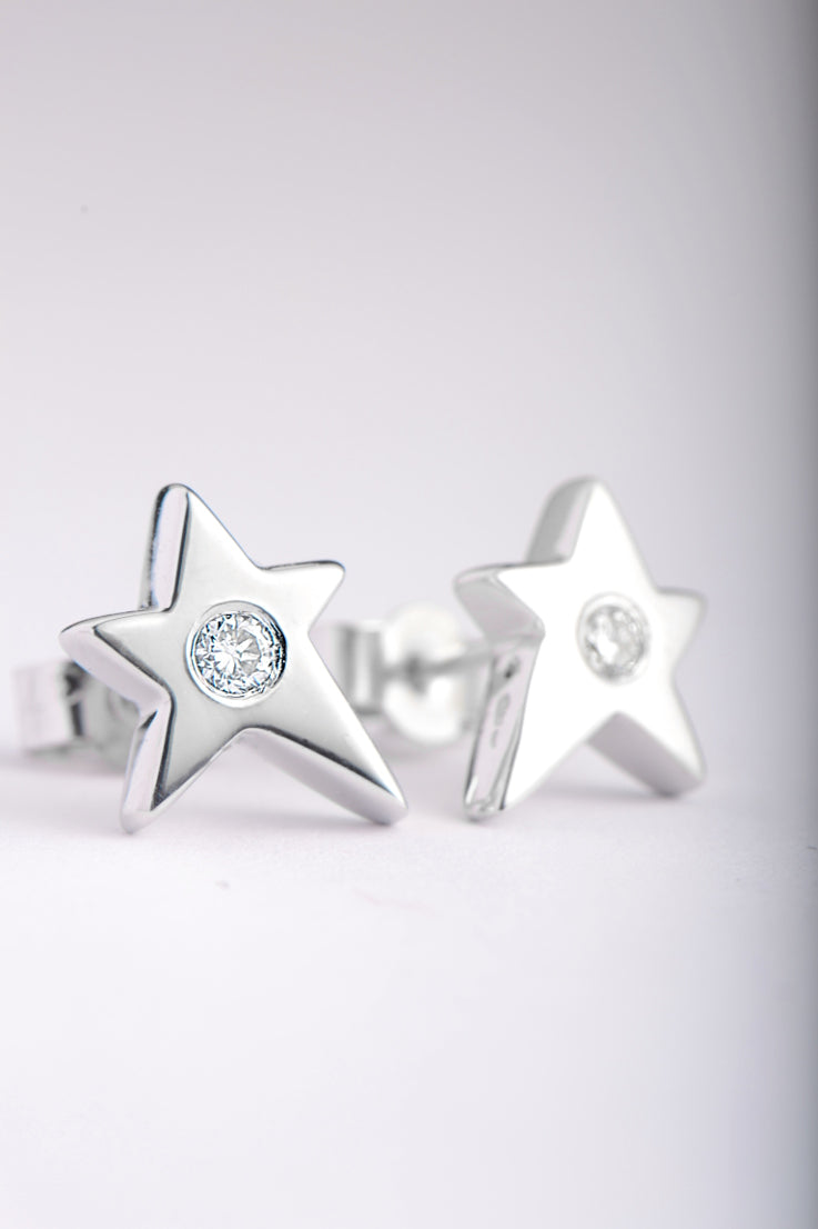 Falling star 9ct white gold with diamond earrings - Unforgettable Jewellery