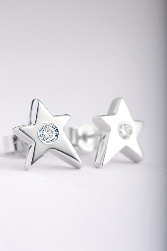 Falling star 9ct white gold with diamond earrings - Unforgettable Jewellery