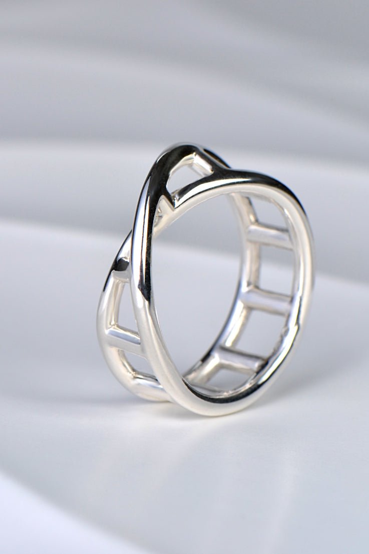 Sterling silver Designer Genes ring with DNA-inspired single twist and tapered sculptural form - Christine Sadler