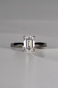 lab grown emerald cut diamond engagement ring in platinum